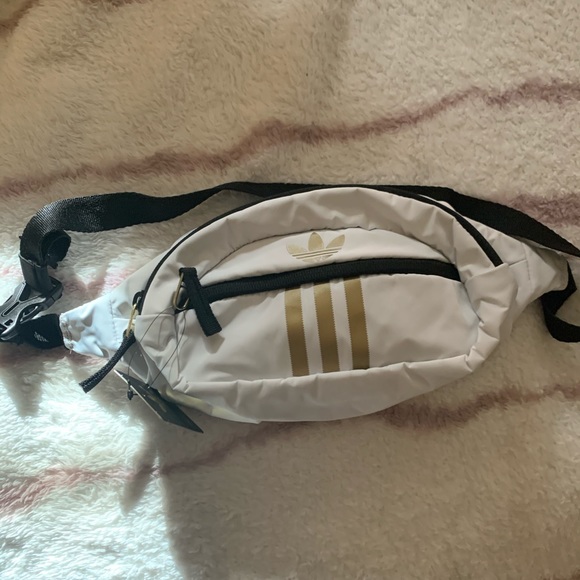 white and gold fanny pack